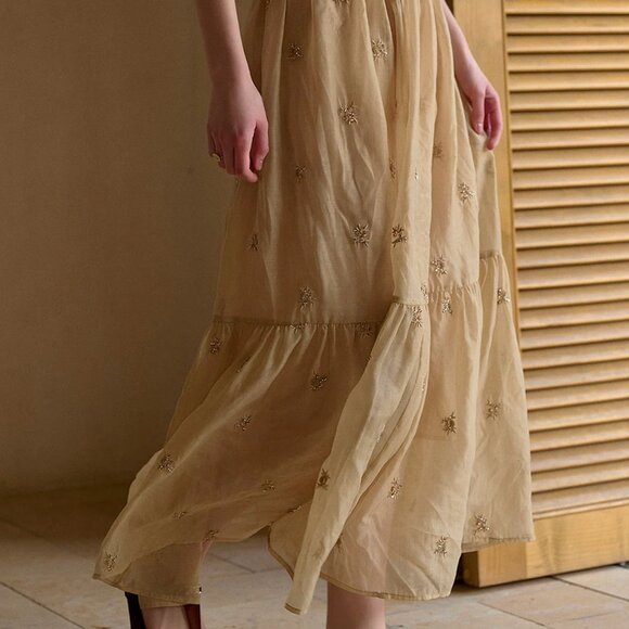 ISO Simple Retro Gwendolyn Embroidery Midi Skirt Size Small or Extra Small - Picture 2 of 4